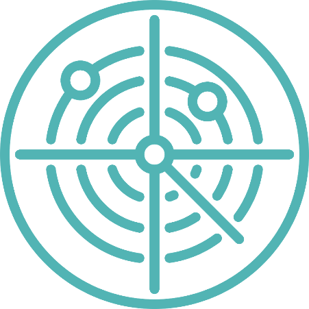 A radar icon to emphasize that a successful competitive intelligence strategy is based on clearly set goals.