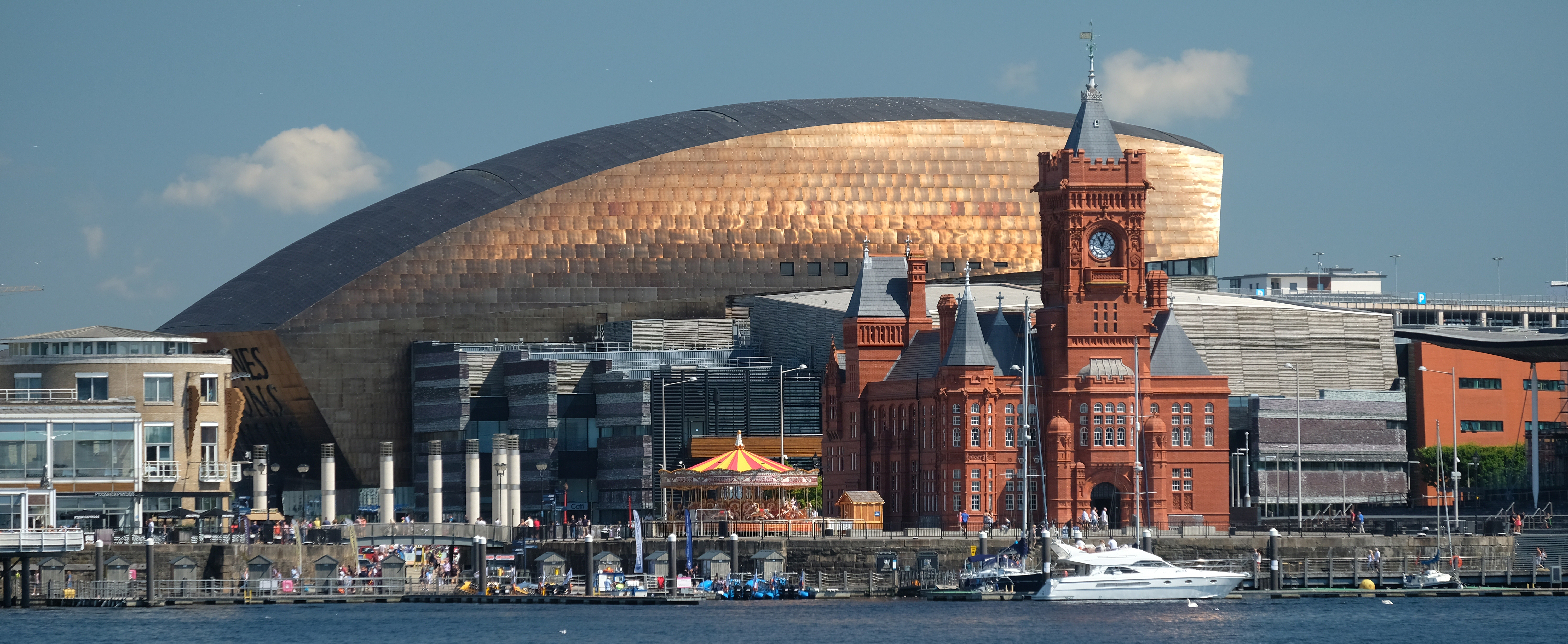 Wales' skyline of Cardiff Bay and Millenium Centre.