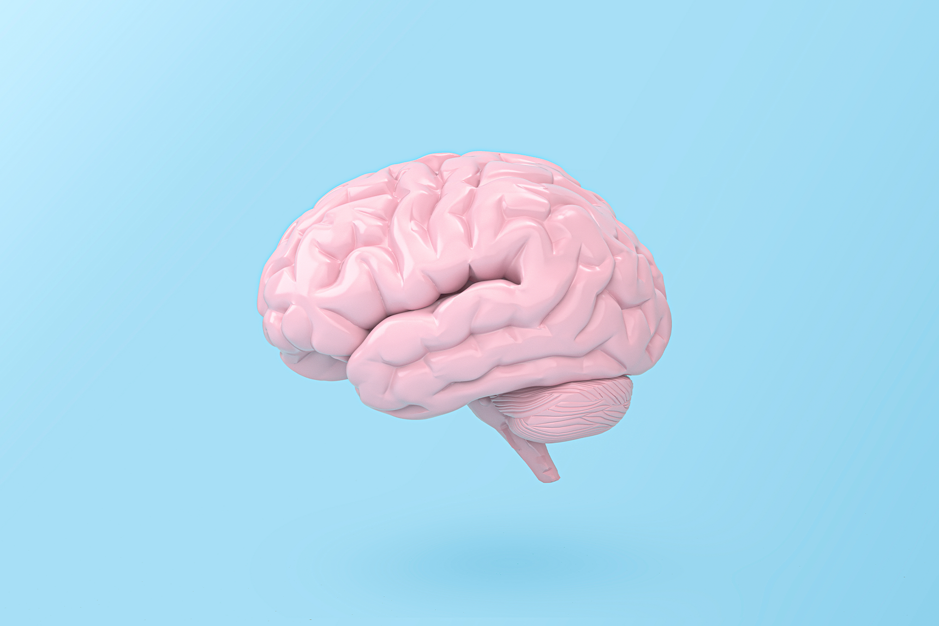 Image of human brain on blue background. Psychology of social media blog post
