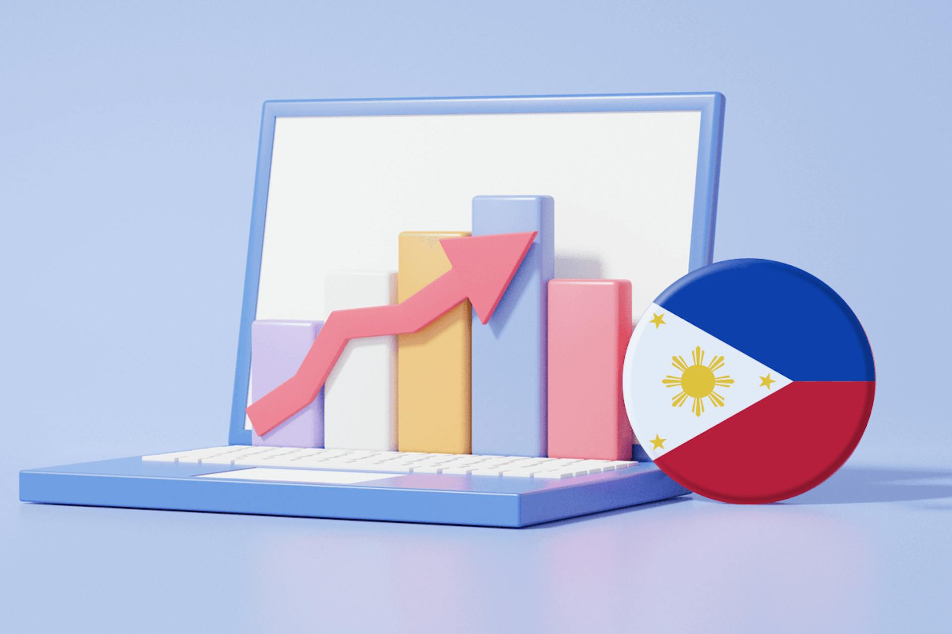 3D Illustrations of social media statistics in the Philippines
