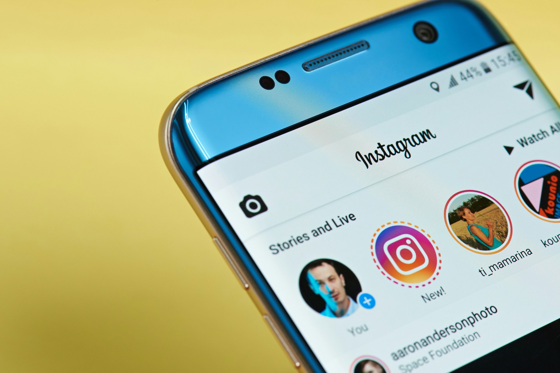Smartphone showcasing Instagram Stories