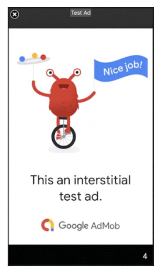 An interstitial ad example from Google
