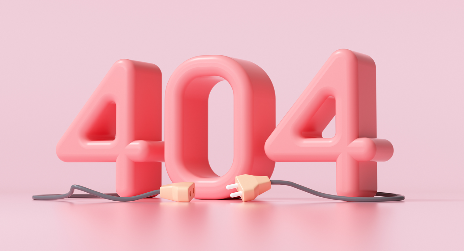 Large pink 404 symbol with broken, unplugged cord. Don't make these common blogging mistakes!