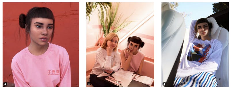 Screenshots von Lil Miquela Fakefluencerin Instagram Account
