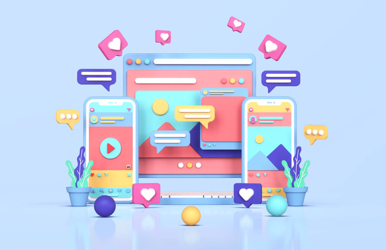 3D Illustration von Social Media