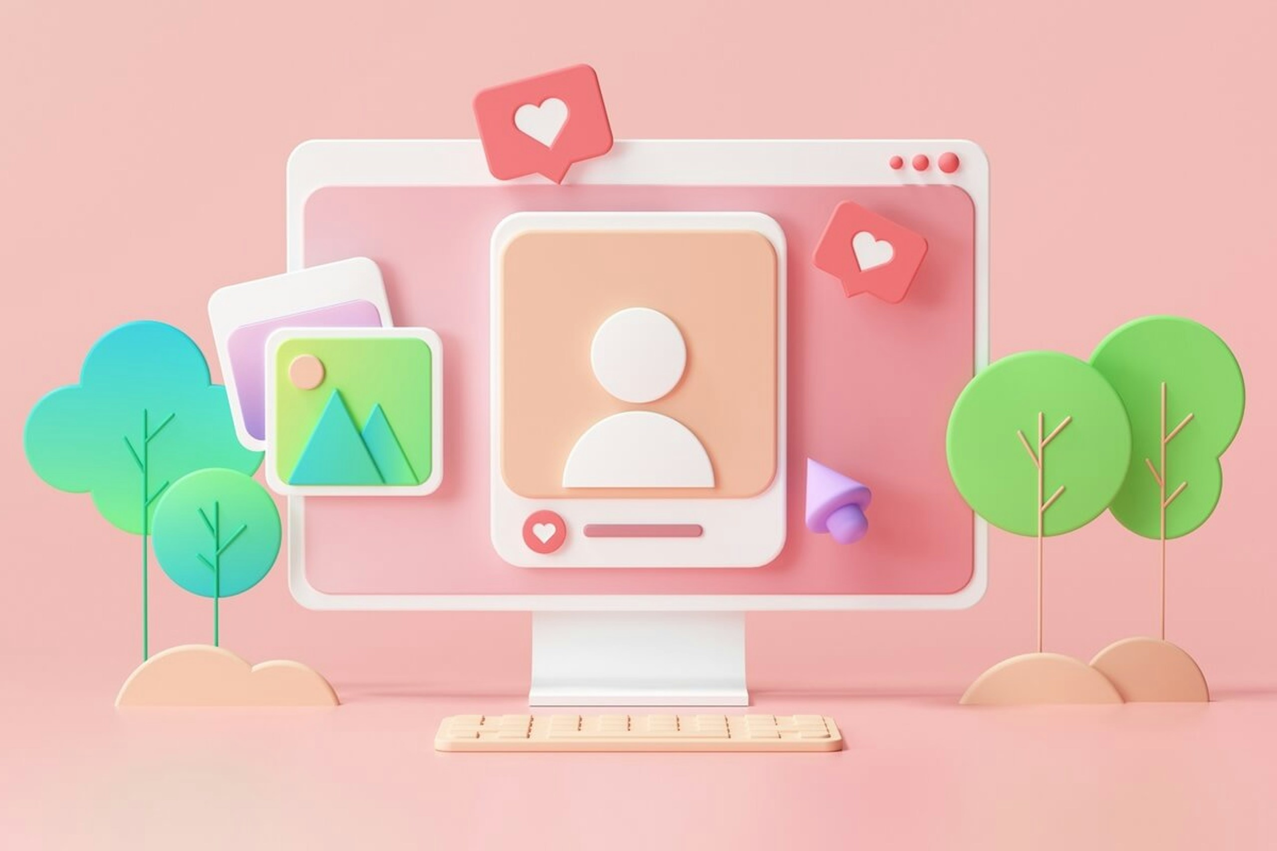 3D Illustration einer Personal Brand auf einem Bildschirm