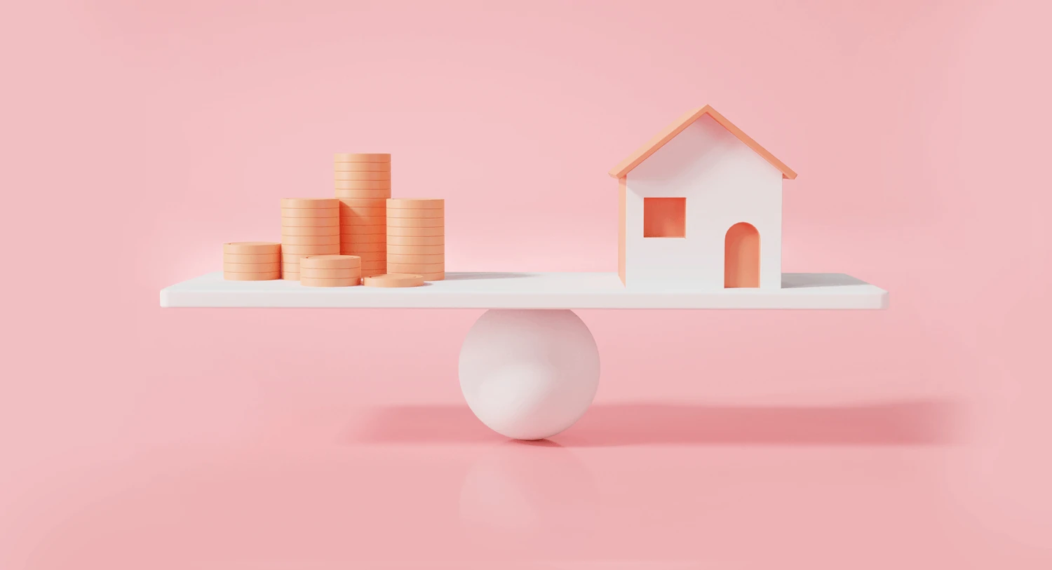 3d illustration of a house and money balancing on a board to showcase working from home