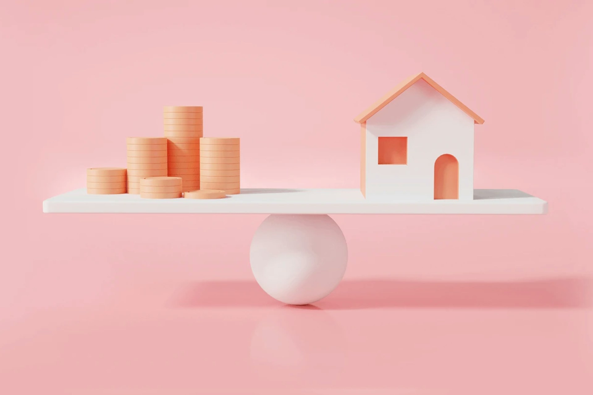 3d illustration of a house and money balancing on a board to showcase working from home