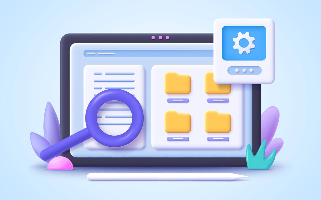 3D Illustration of folders on a screen showcasing how to create an influencer marketing proposal