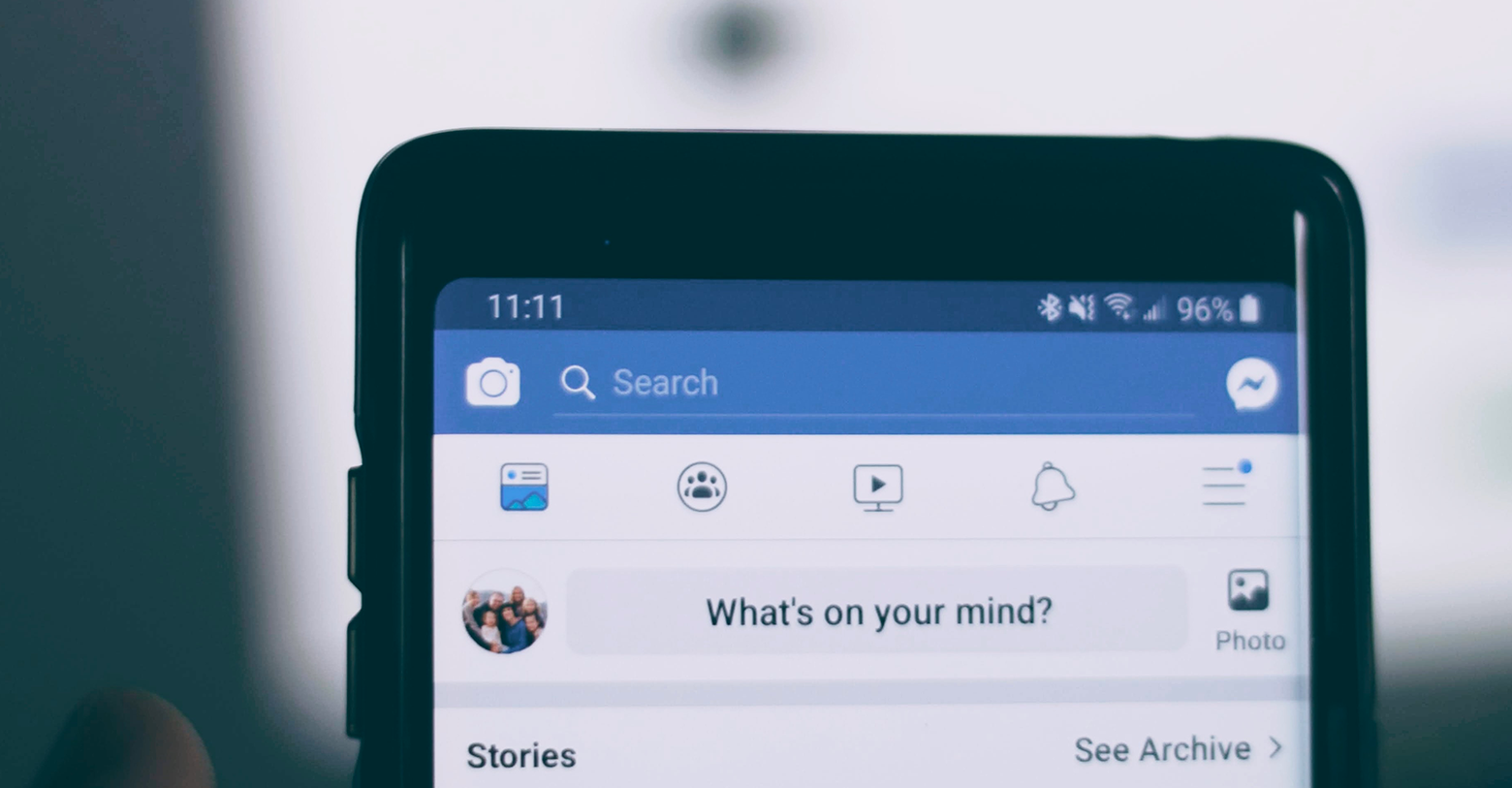 Image of a phone with the Facebook App loaded. 