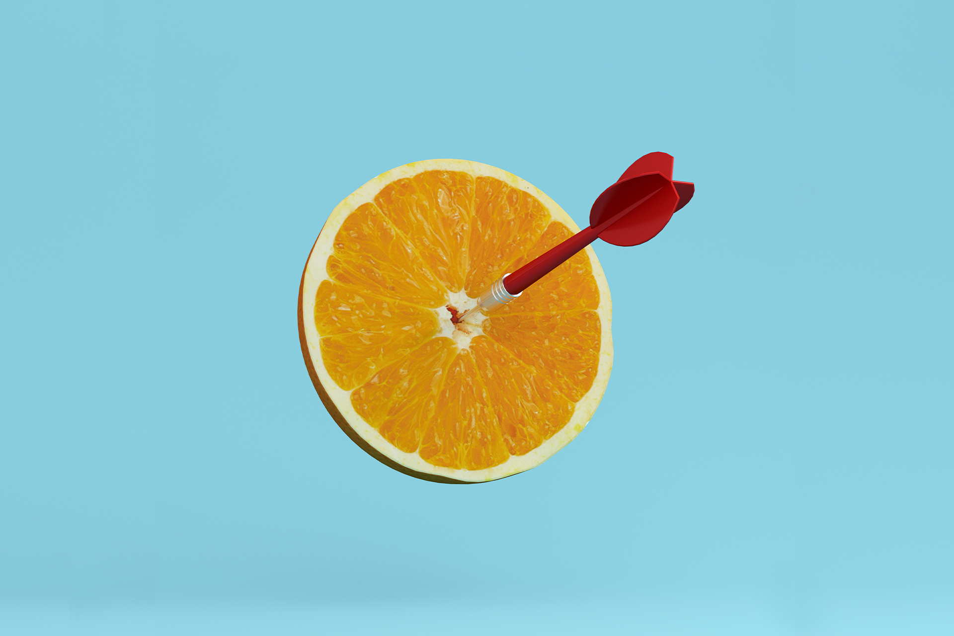 Orange slice with dart on blue background. Blog post: Setting KPIs for Your Team and Your Company