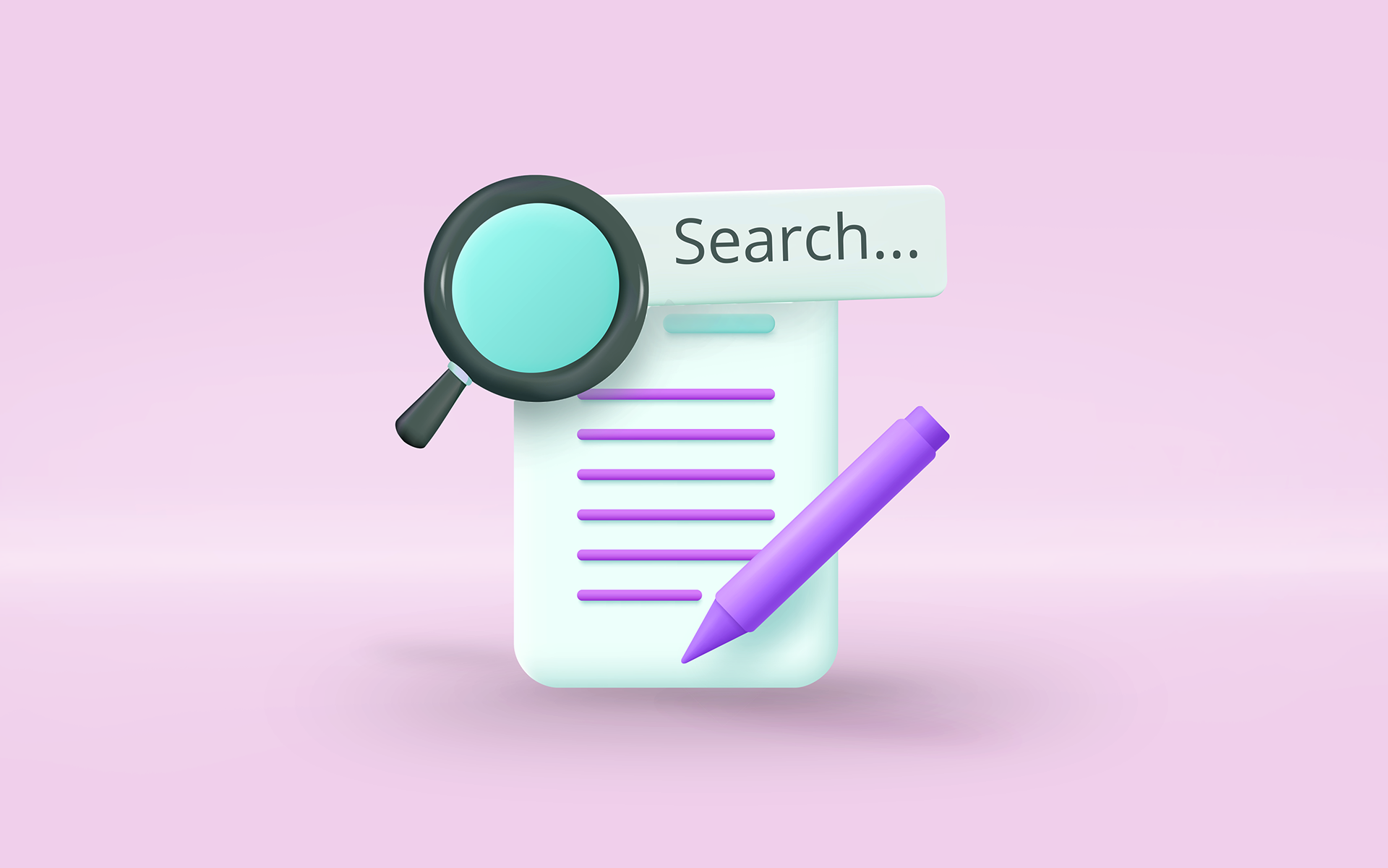 Illustration of a looking glass over a note that says "search"