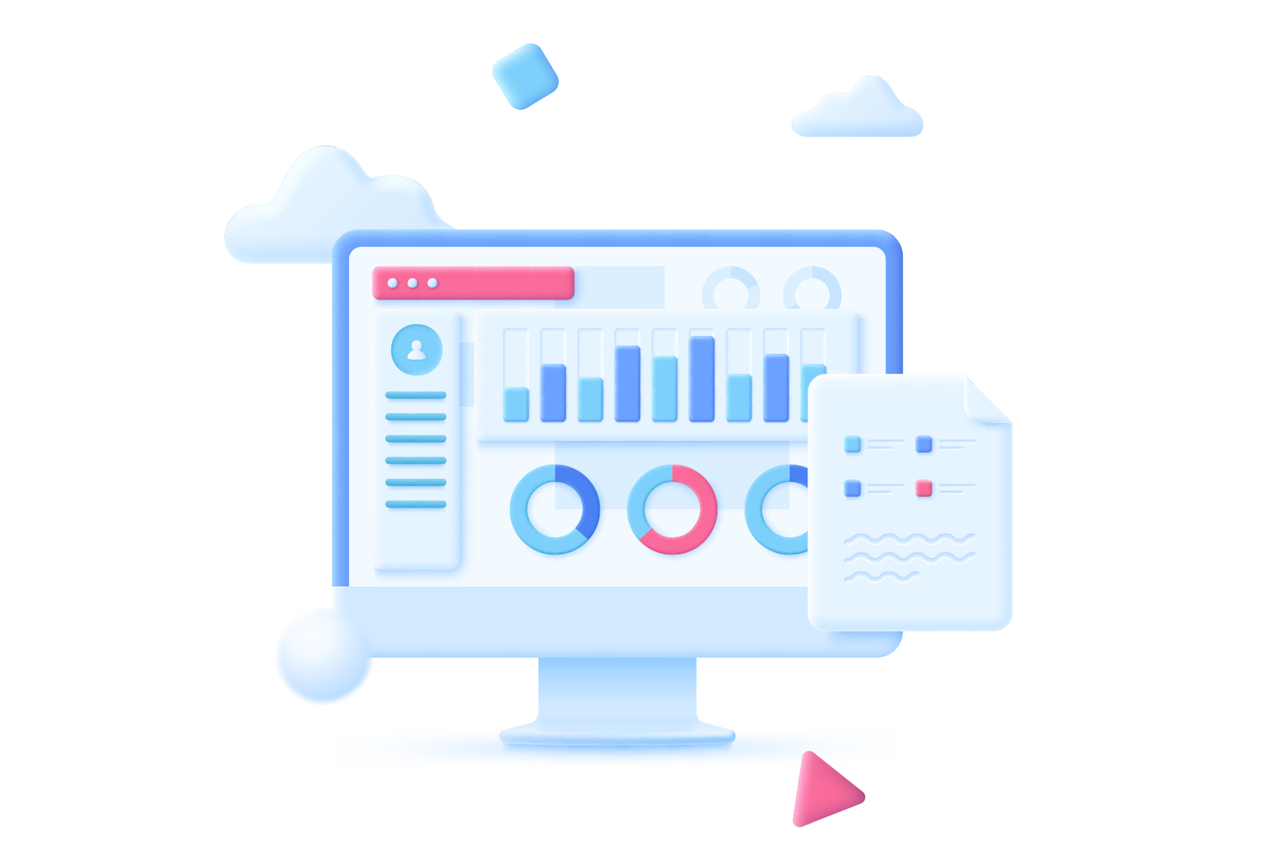 Desktop computer showing media intelligence dashboard