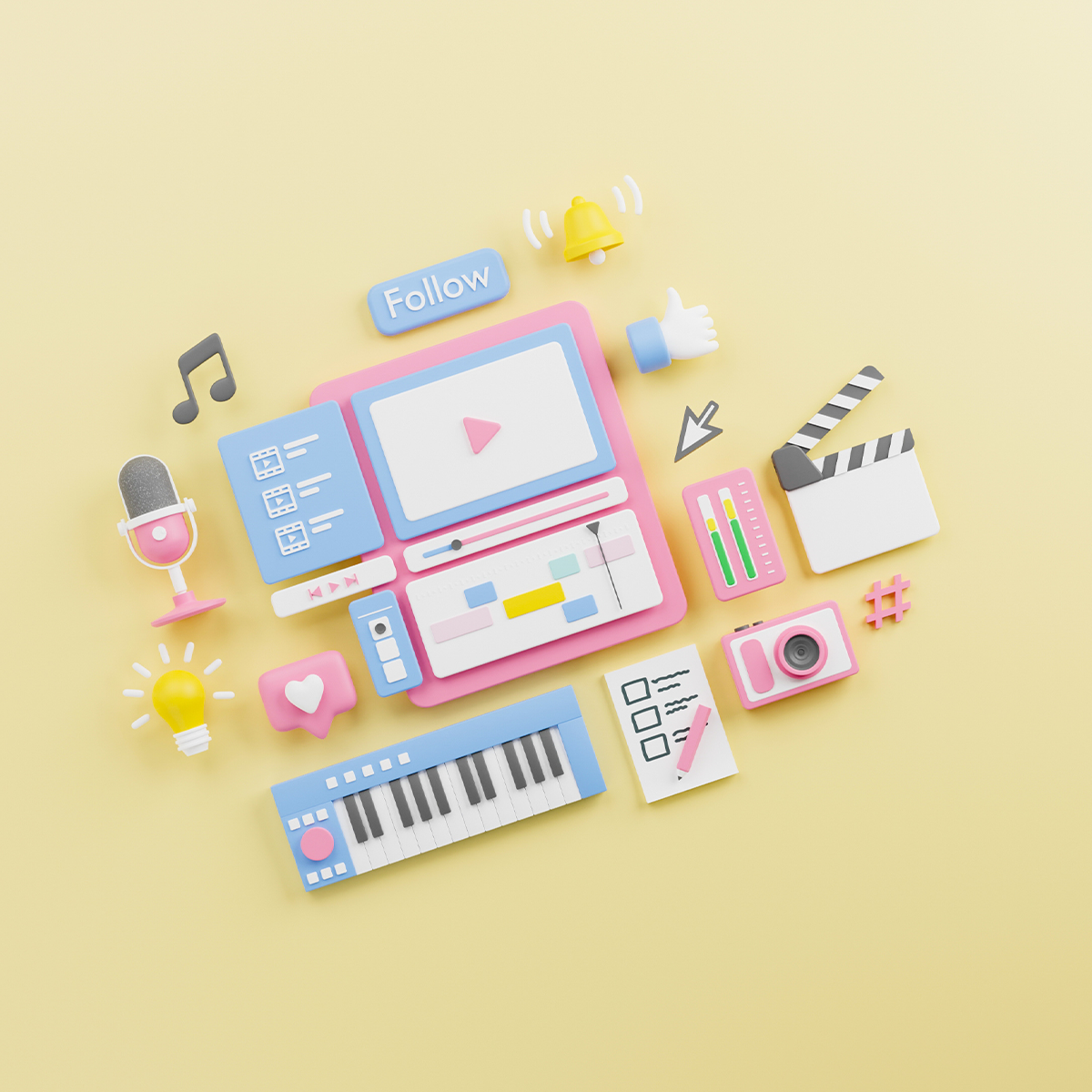 An illustration of likes and follows