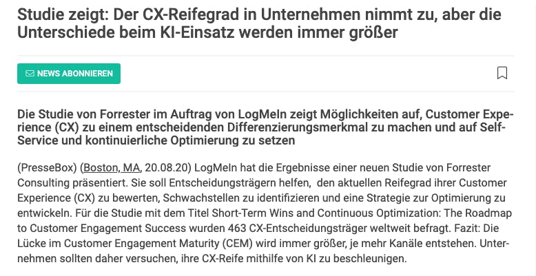 LogMeIn Pressemitteilung zur Veröffentlichung von Studienergebnissen zum KI-Einsatz