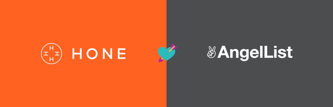 Graphic showing the Hone and AngelList logos side by side