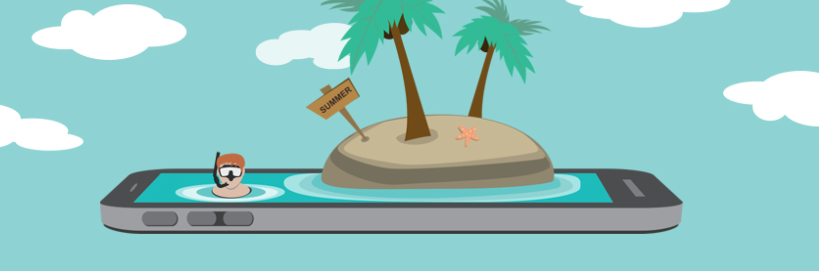 Illustration of a smartphone on vacation