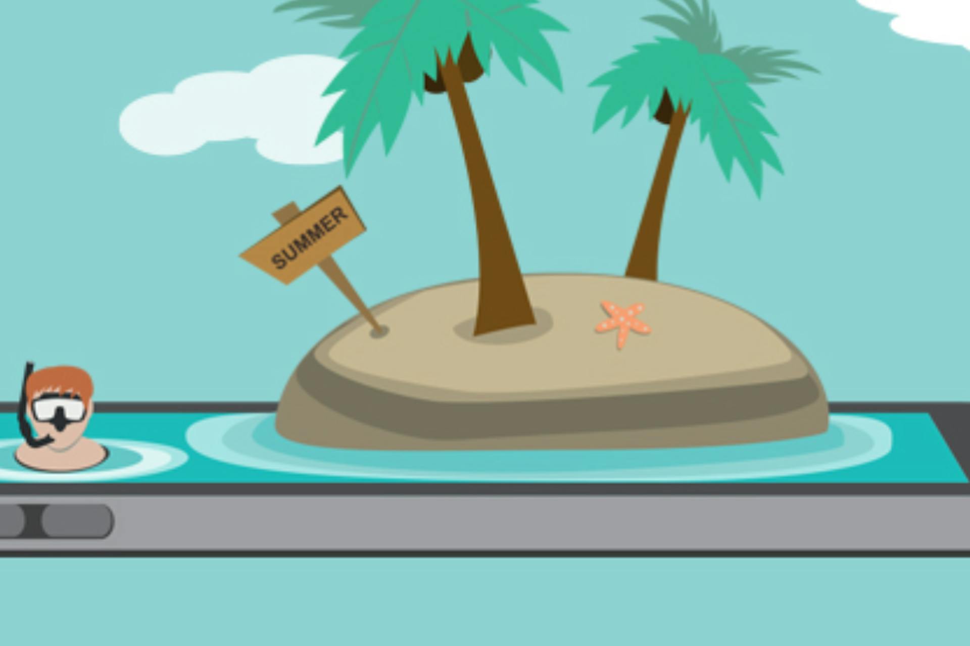 Illustration of a smartphone on vacation