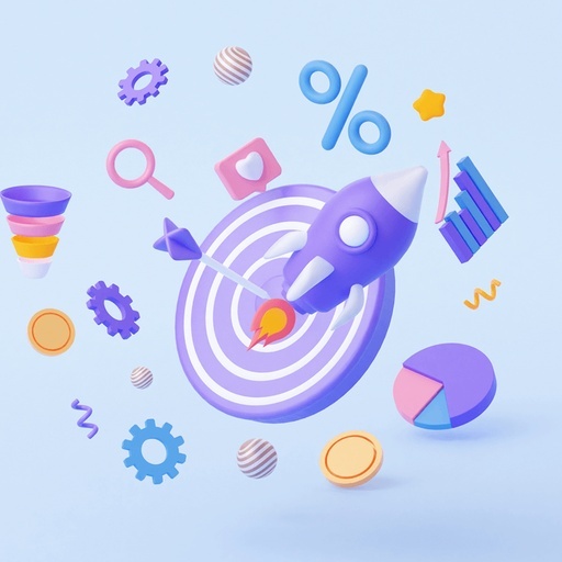 3D illustration of icons for hitting targets