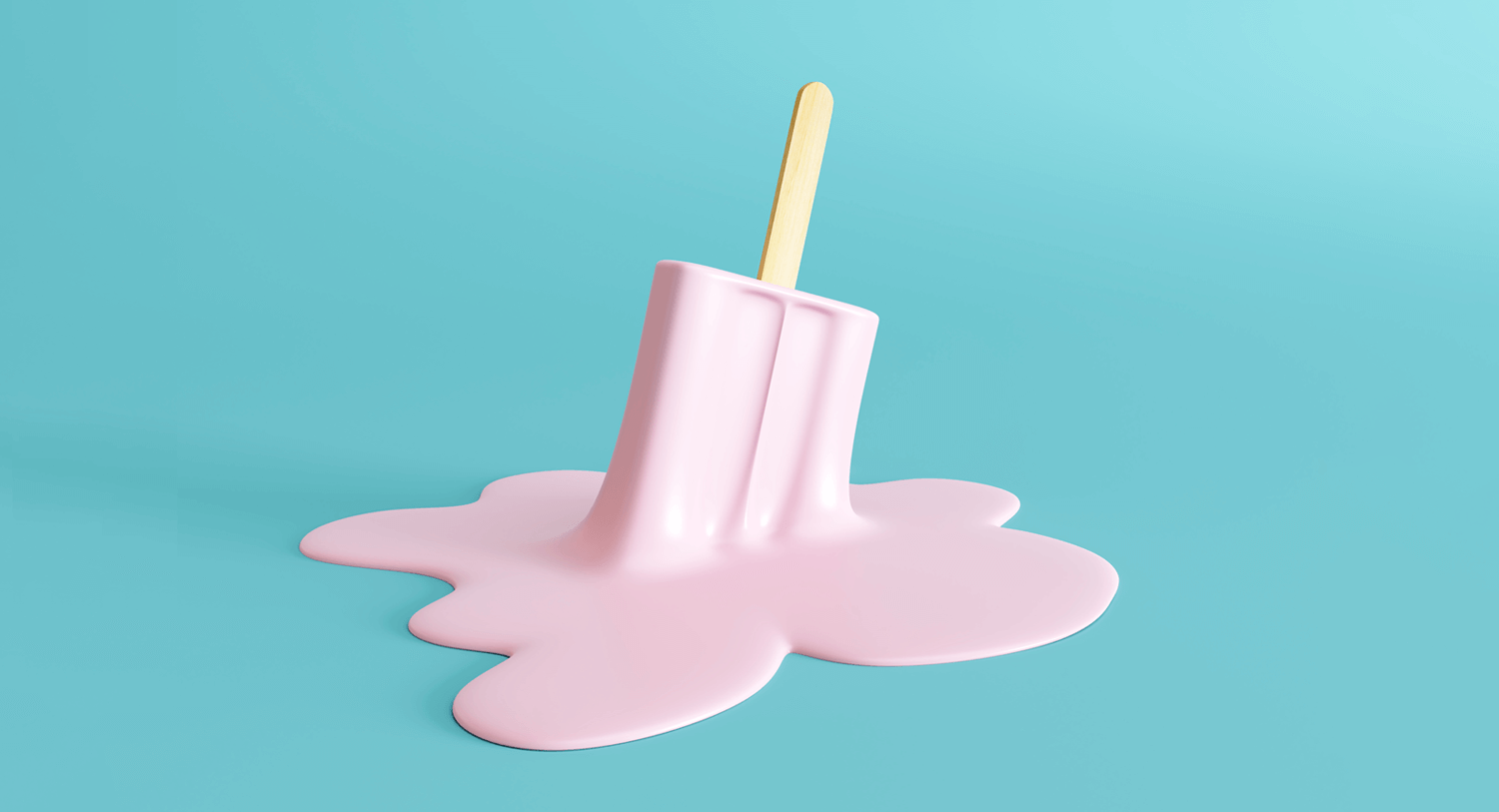 A melting, pink ice cream bar for a blog about the top viral food trends of the year.