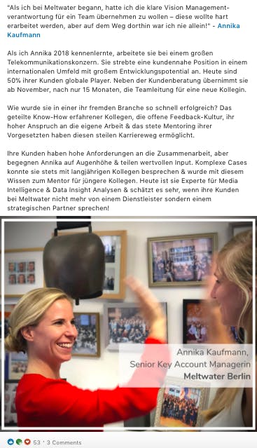 LinkedIn Screenshot Annika Kaufmann Post