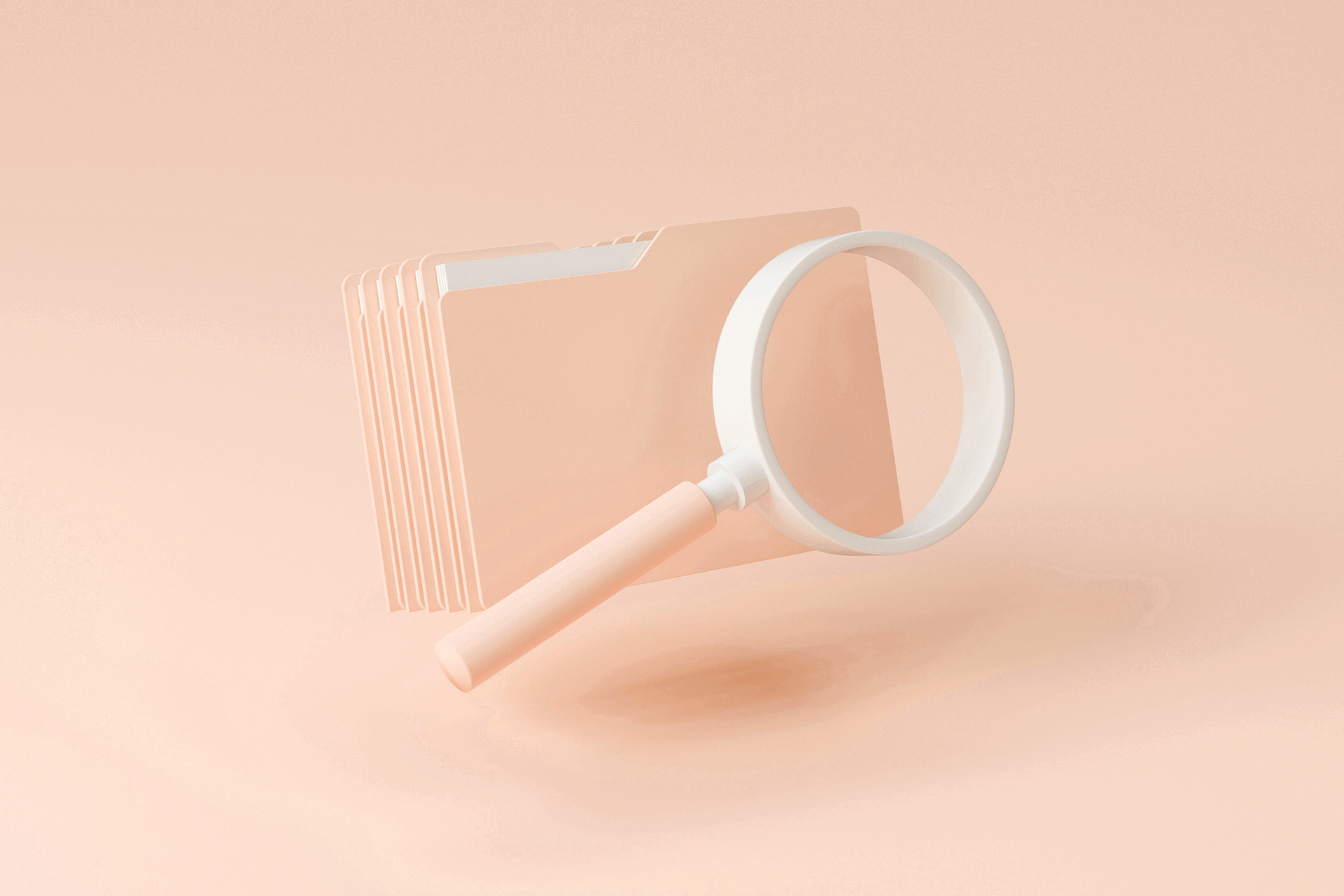 3D illustration of files being searched through as the title image for our blog about how to perform influencer marketing competitor analysis