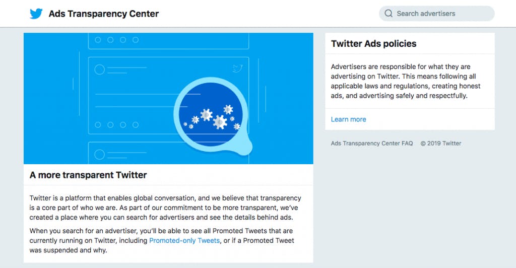 Screenshot Twitter Ads Transparency Center