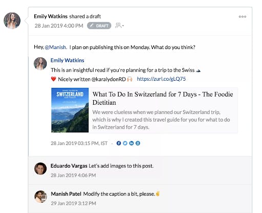 Zoho's teamwork features