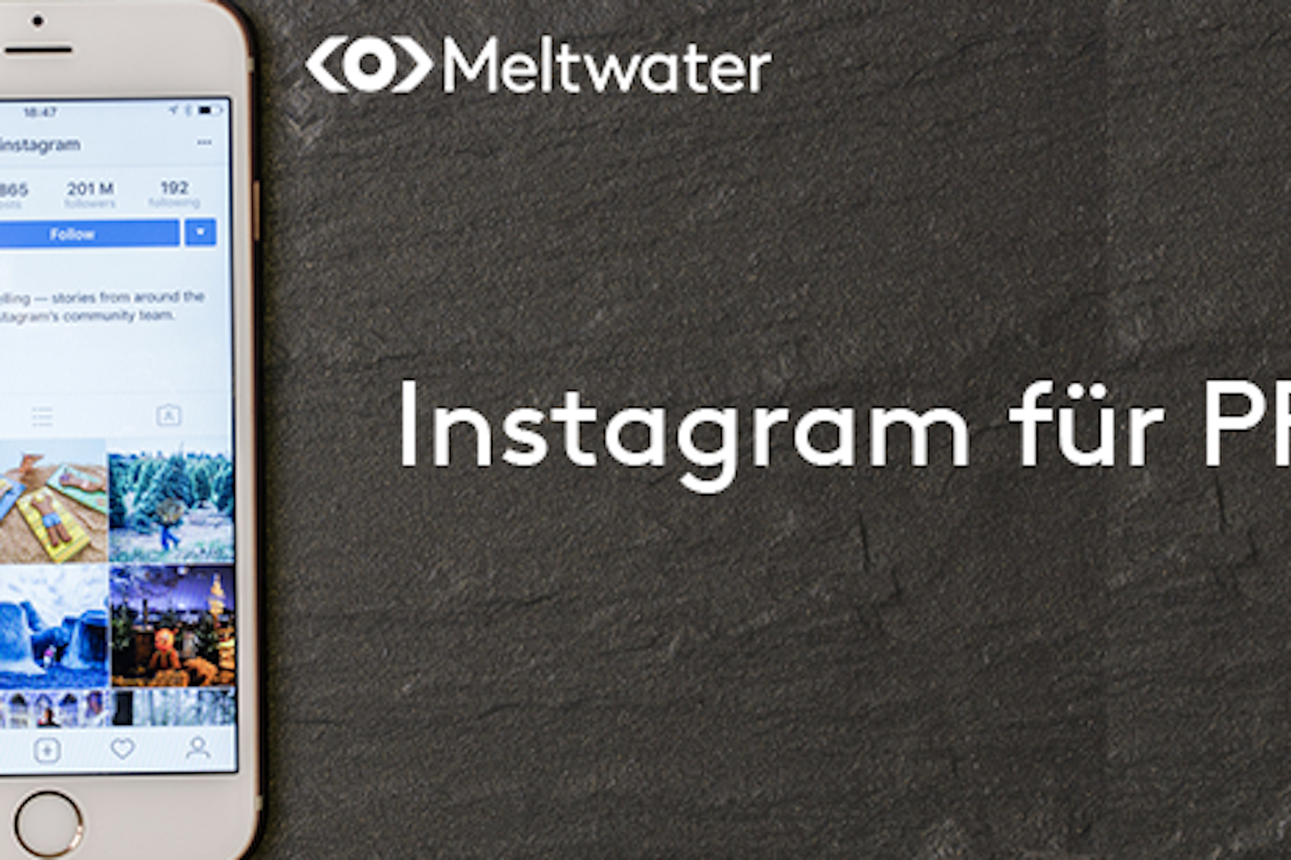 Instagram für PR Schiefertafel Aufschrift