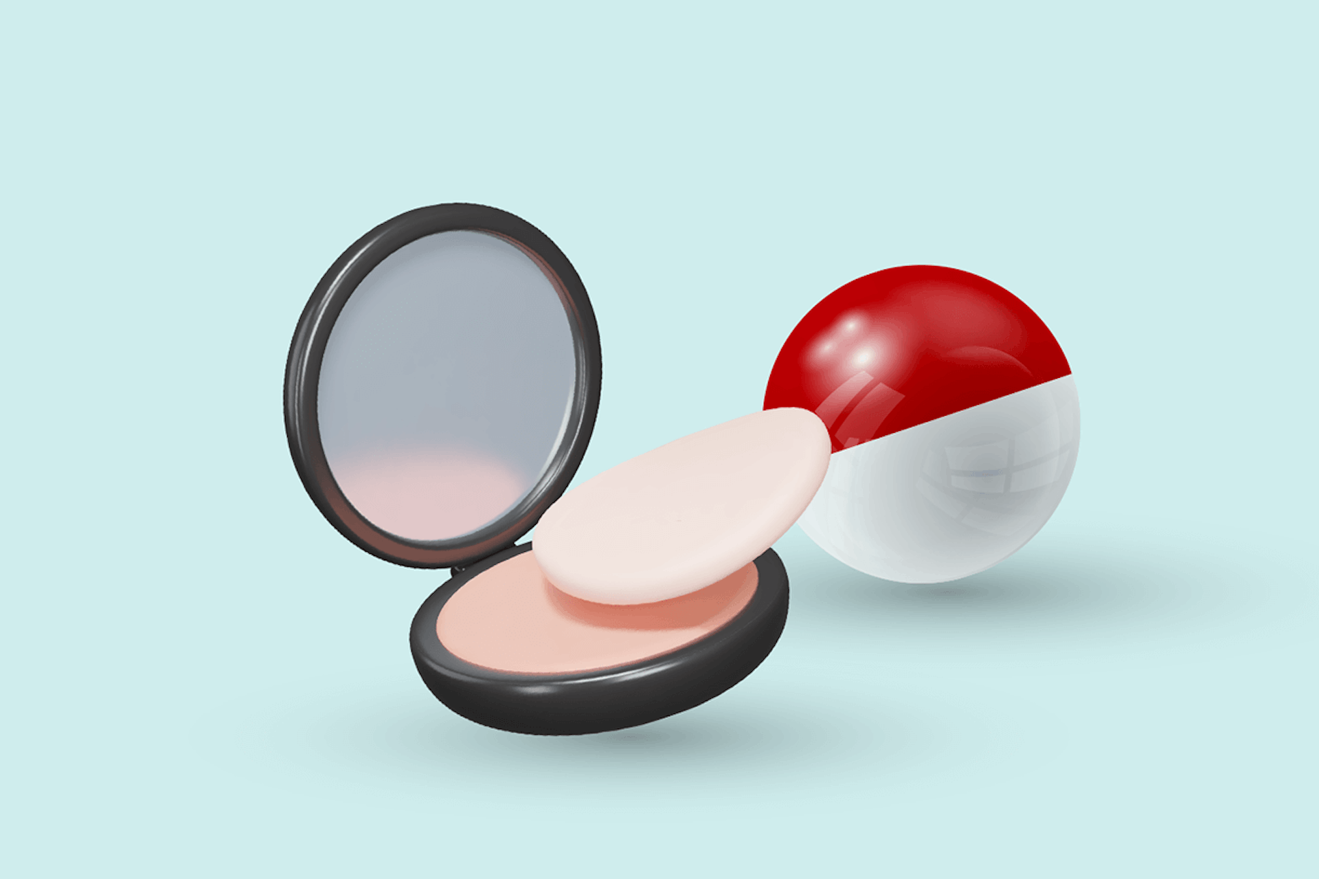 3D illustration of makeup and powder and the Indonesian flag for our blog with the top beauty influencers in Indonesia