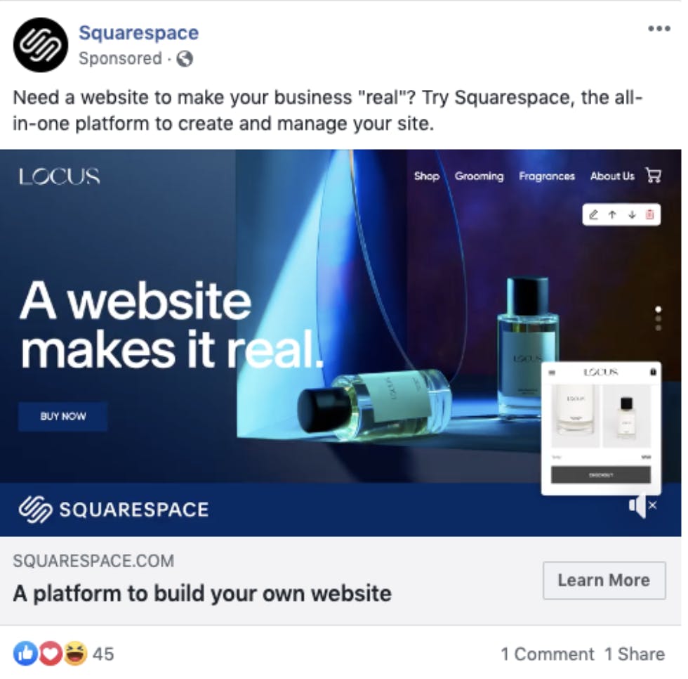esimerkki Facebookin tummasta postauksesta