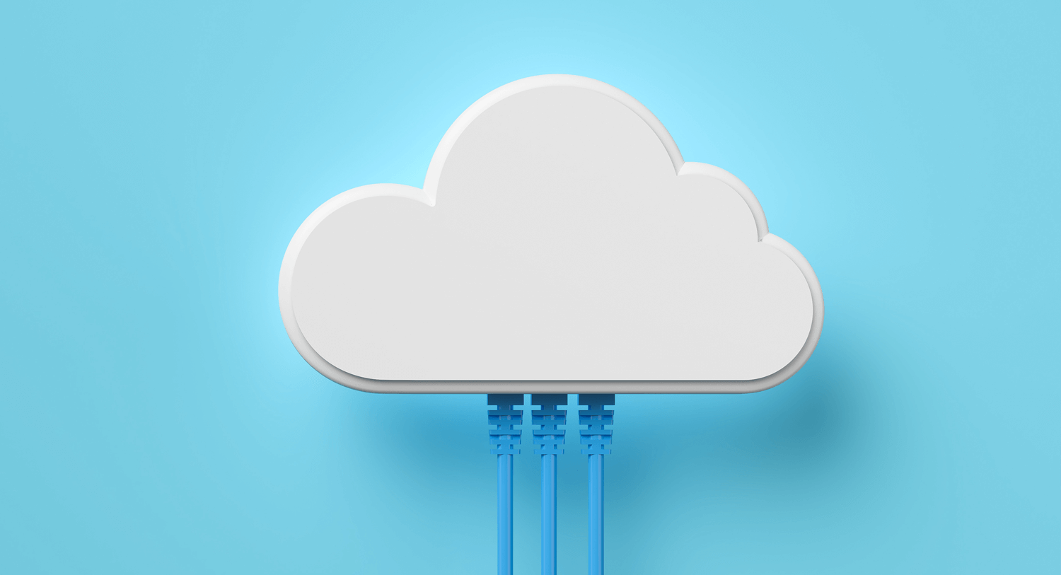 Illustration showing a cloud with three blue cables coming out of the bottom, on a light blue background. centralized Competitive Intelligence Database blog post.