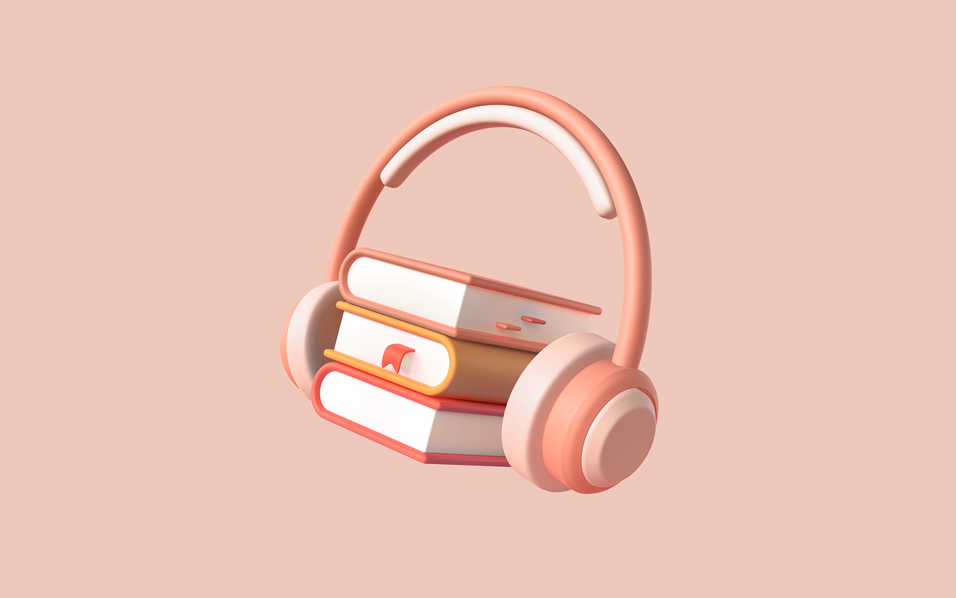 A stack of books wearing headphones for a Meltwater social listening analysis blog about top audiobook topics and opinions