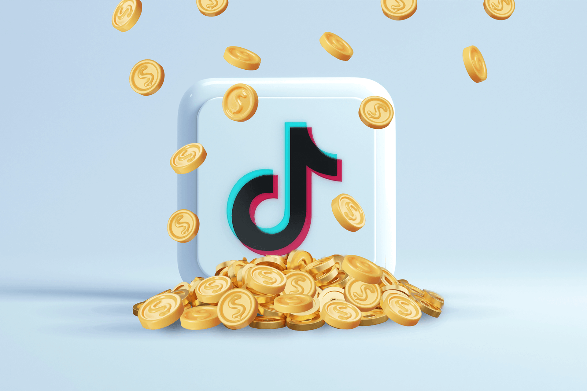 illustration of the tiktok logo surrounded by gold coins representing how to make money on tiktok