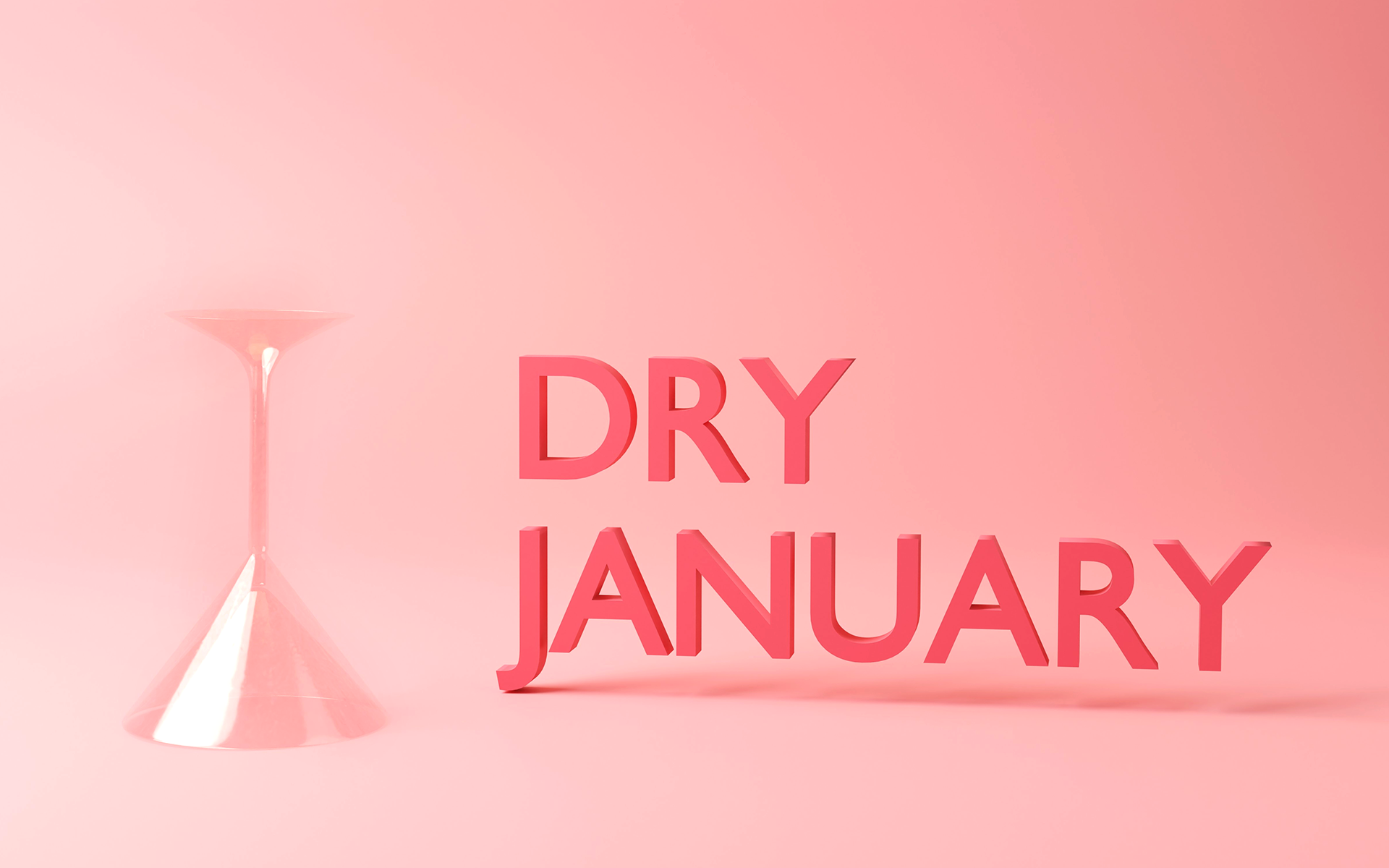 An upside down martini glass next to the words "Dry January"