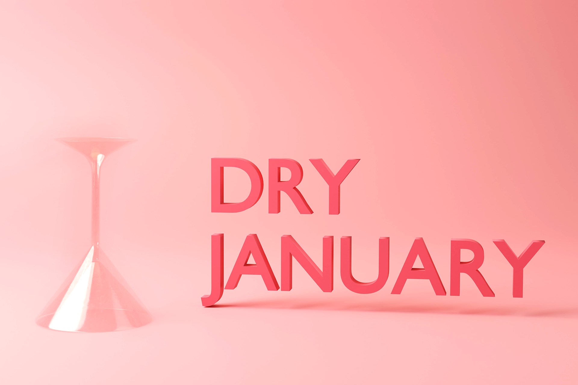 An upside down martini glass next to the words "Dry January"