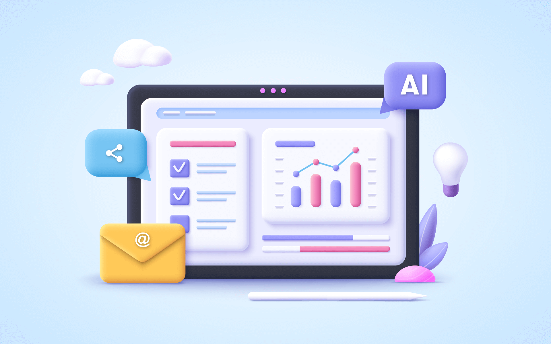 illustration of a tablet with ai marketing tools representing ai in marketing examples