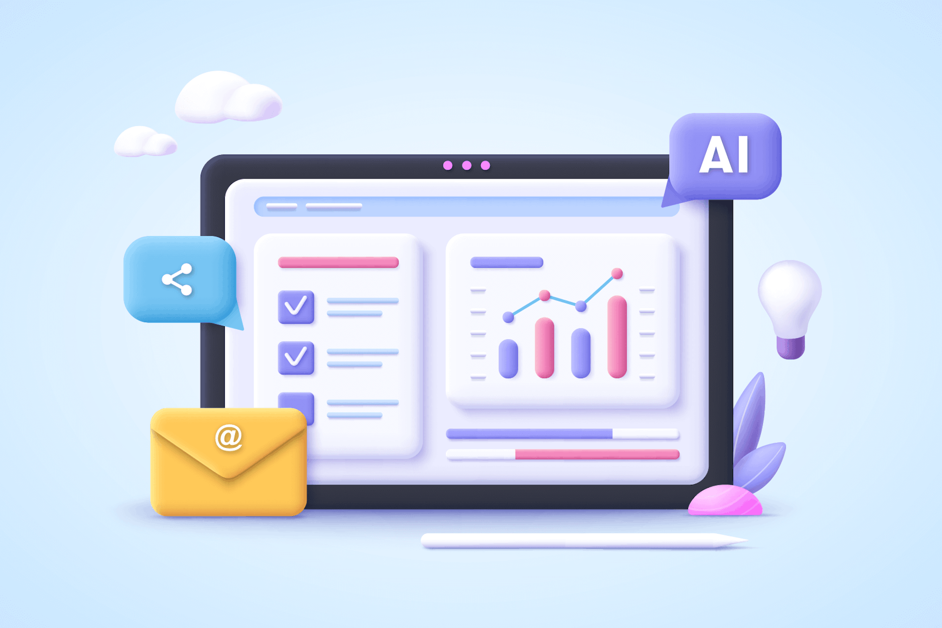 illustration of a tablet with ai marketing tools representing ai in marketing examples