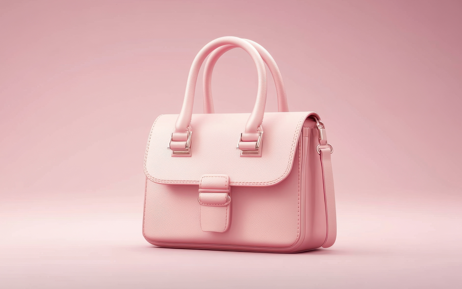 A pink handbag against a pink background