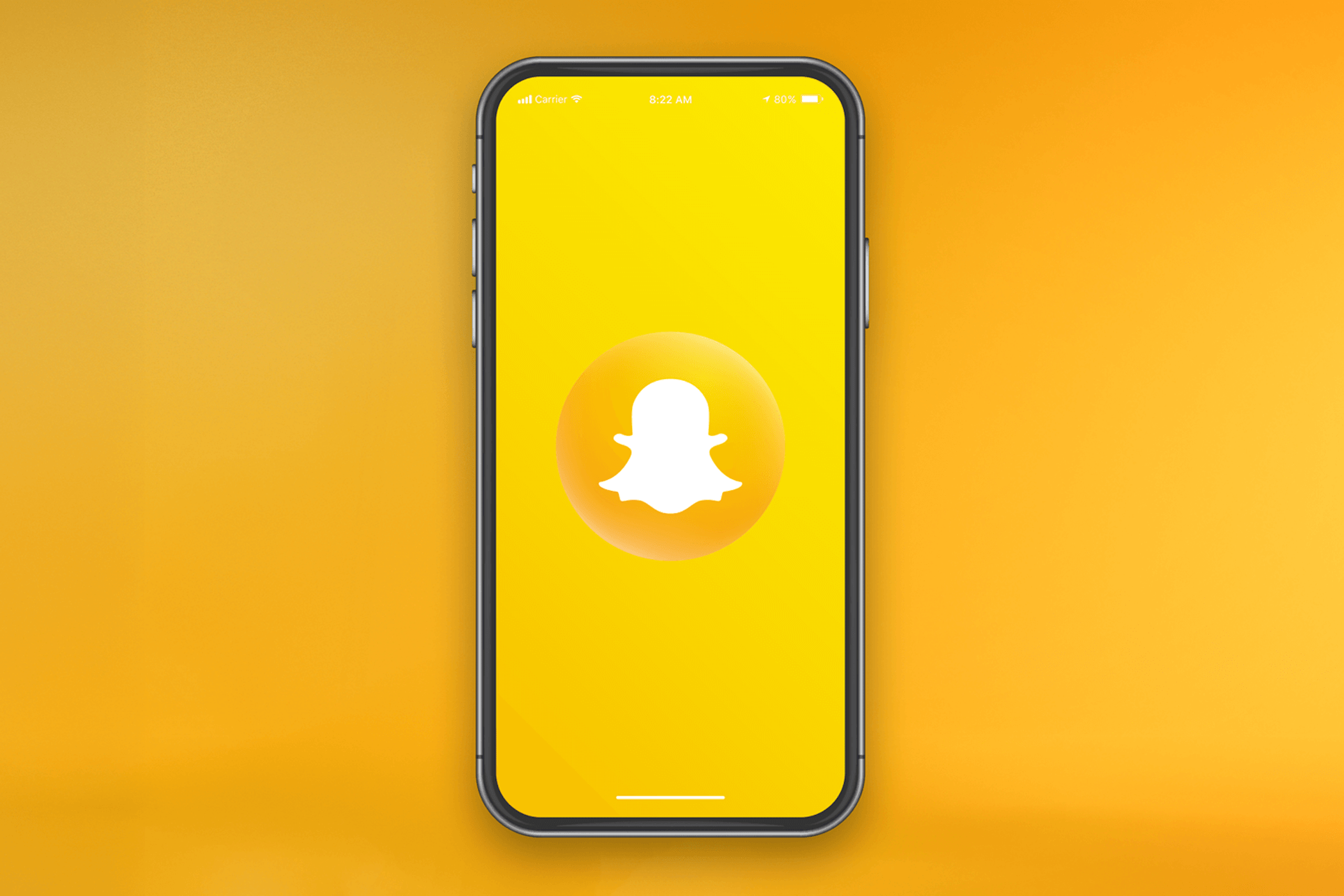 Illustration d'un iPhone avec le logo Snapchat au centre de l'écran représentant Snapchat Discover.