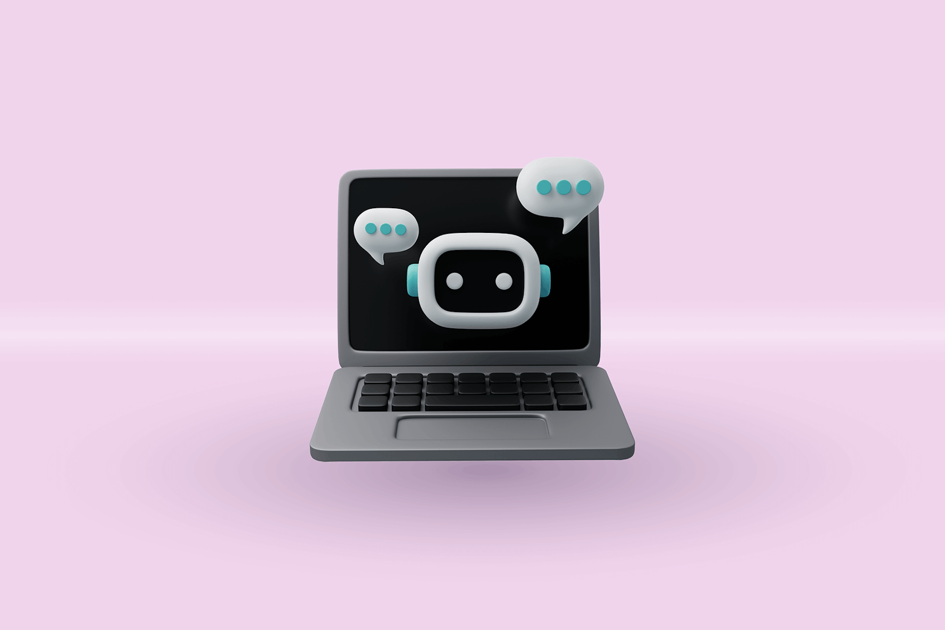 An illustration of an AI chatbot inside a laptop representing PR automation