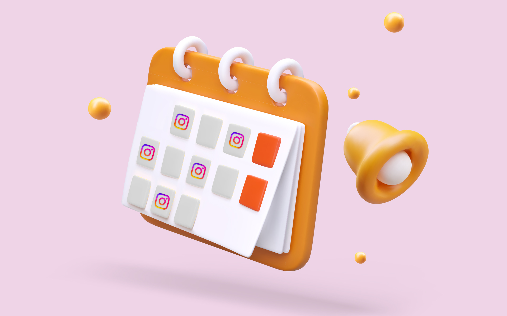 An illustration of a calendar with the Instagram logo on different days to represent how to schedule Instagram posts
