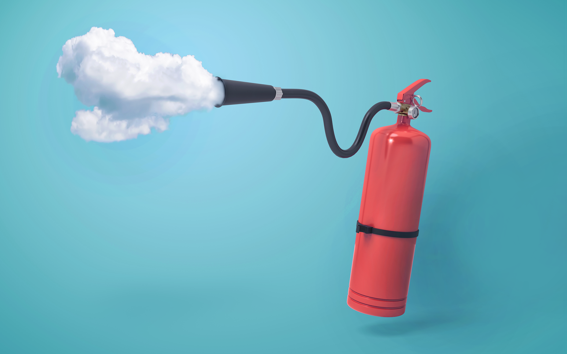 An illustration of fire extinguisher blowing out foam representing crisis communication.