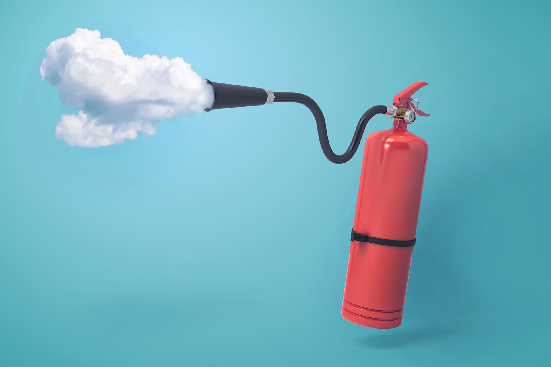 An illustration of fire extinguisher blowing out foam representing crisis communication.