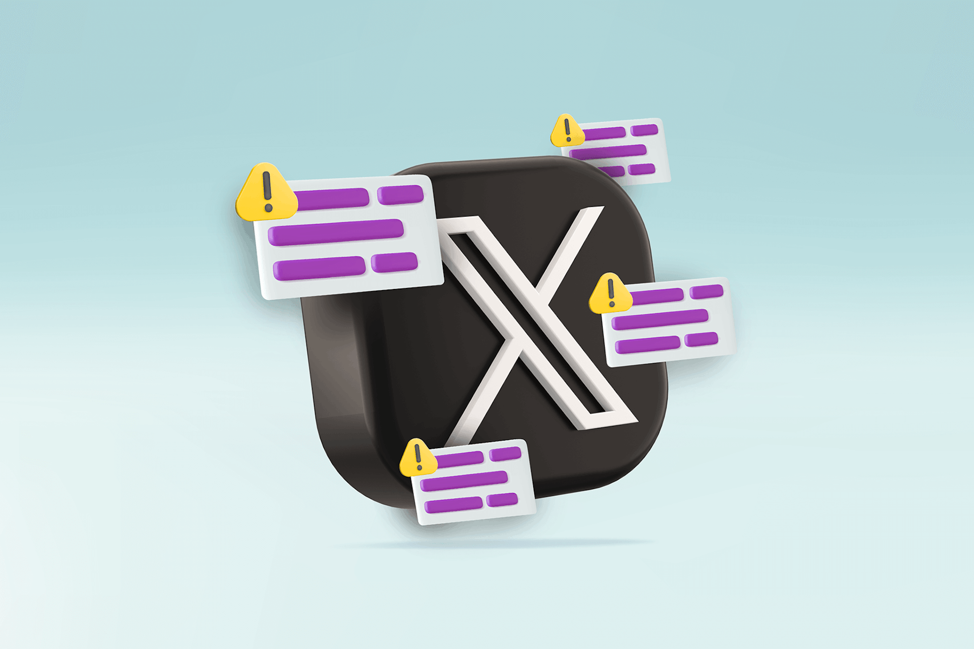 illustration of the new Twitter/X logo surrounded by notes and alerts representing Twitter/X community notes