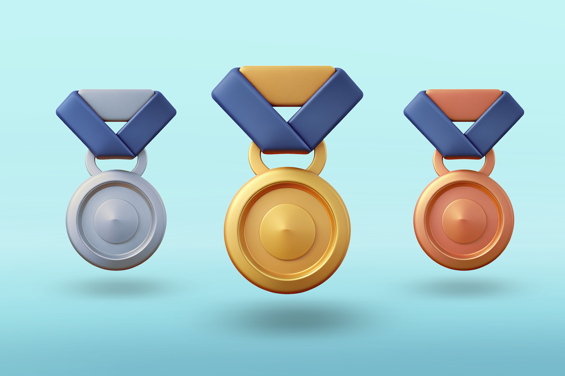 A silver, gold, and bronze medal in this image for a Meltwater blog about the data behind the Paris 2024 Olympics.