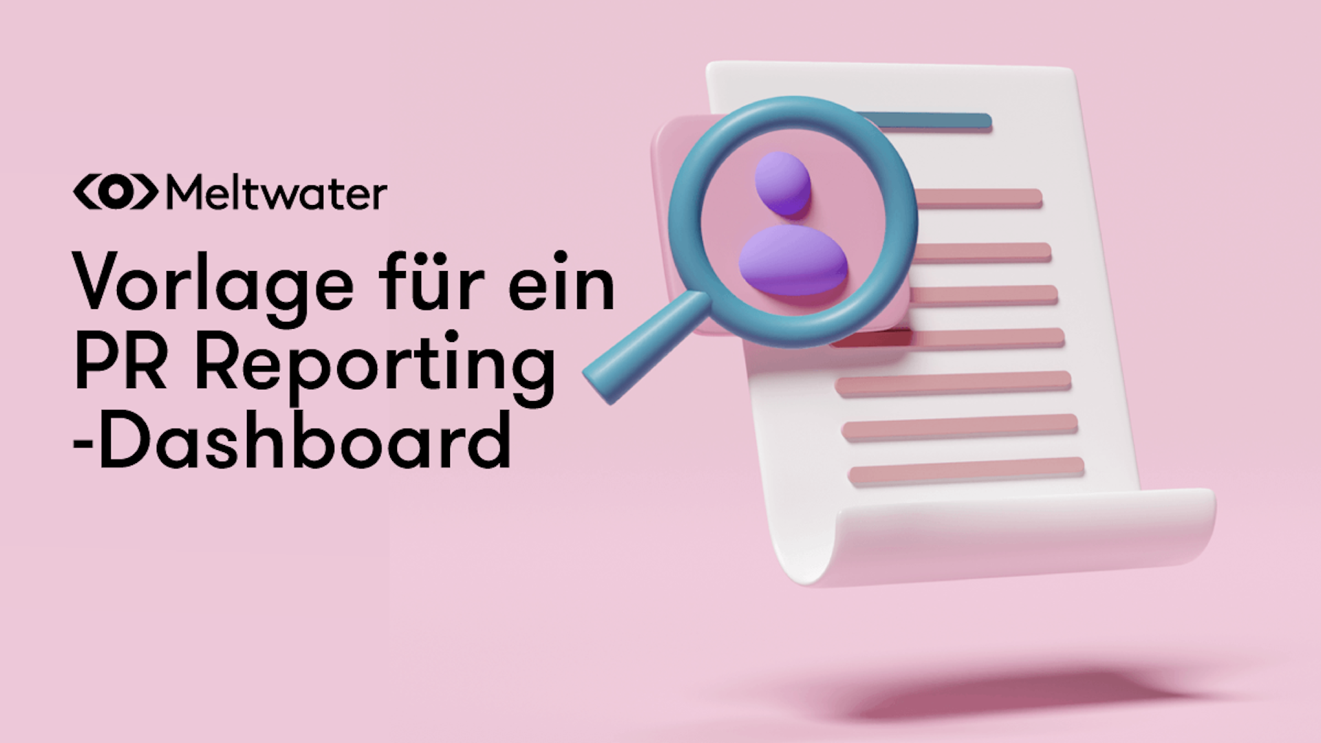 Illustration eines Dokuments mit einem Vergrößerungsglas, das die Kampagnenberichterstattung darstellt, mit dem Text PR Campaign Report Template