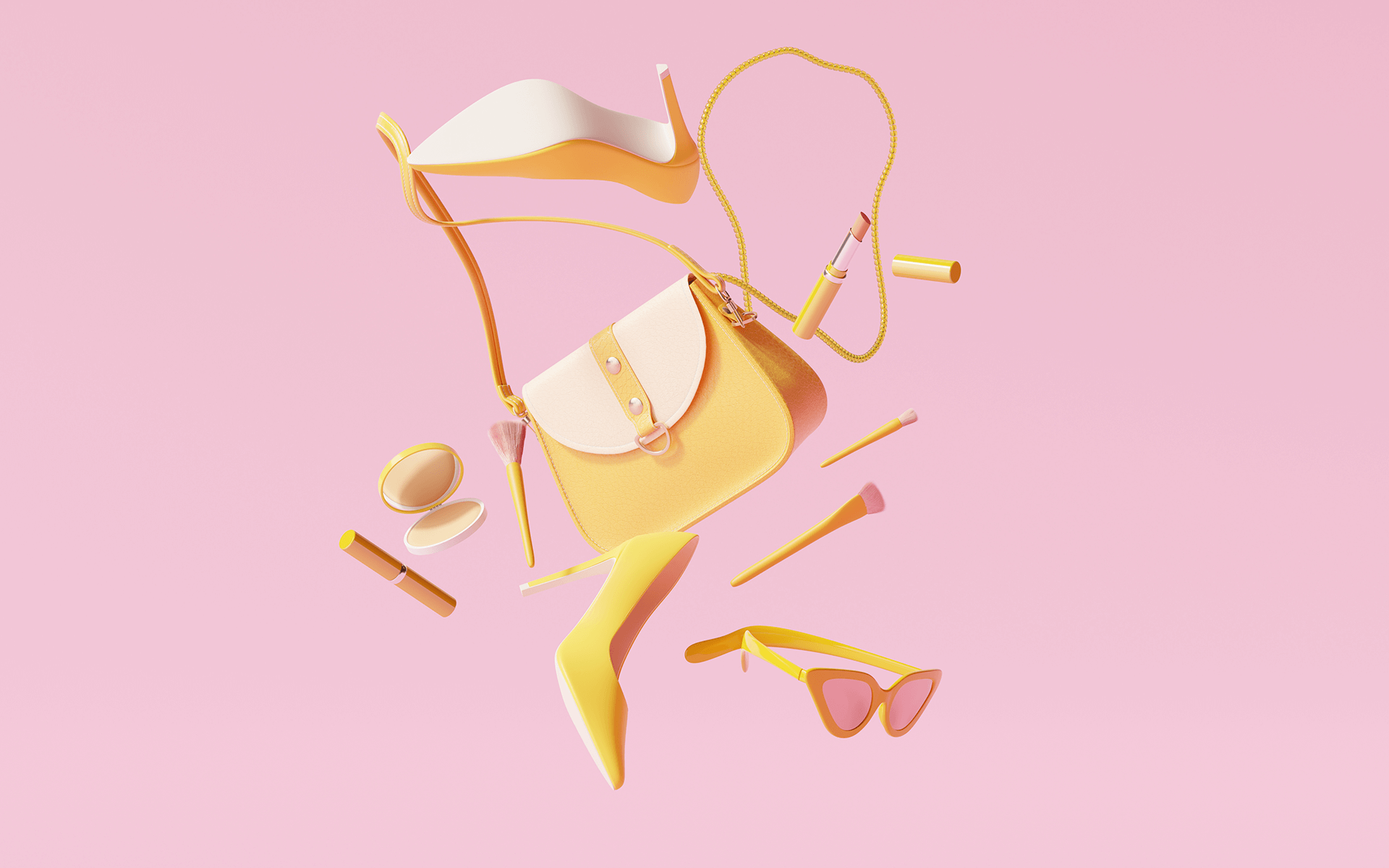illustration of a purse, makeup, sunglasses, and high-heeled shoes to represent fashion trend forecasting