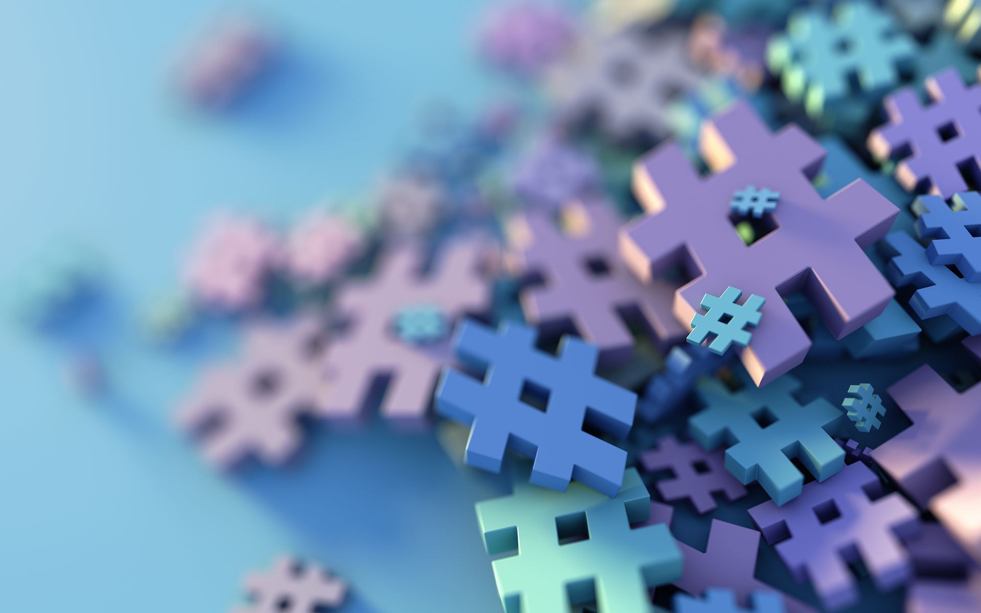 An illustration showing a pile of hashtags in various colors. Blog image for Trendjacking