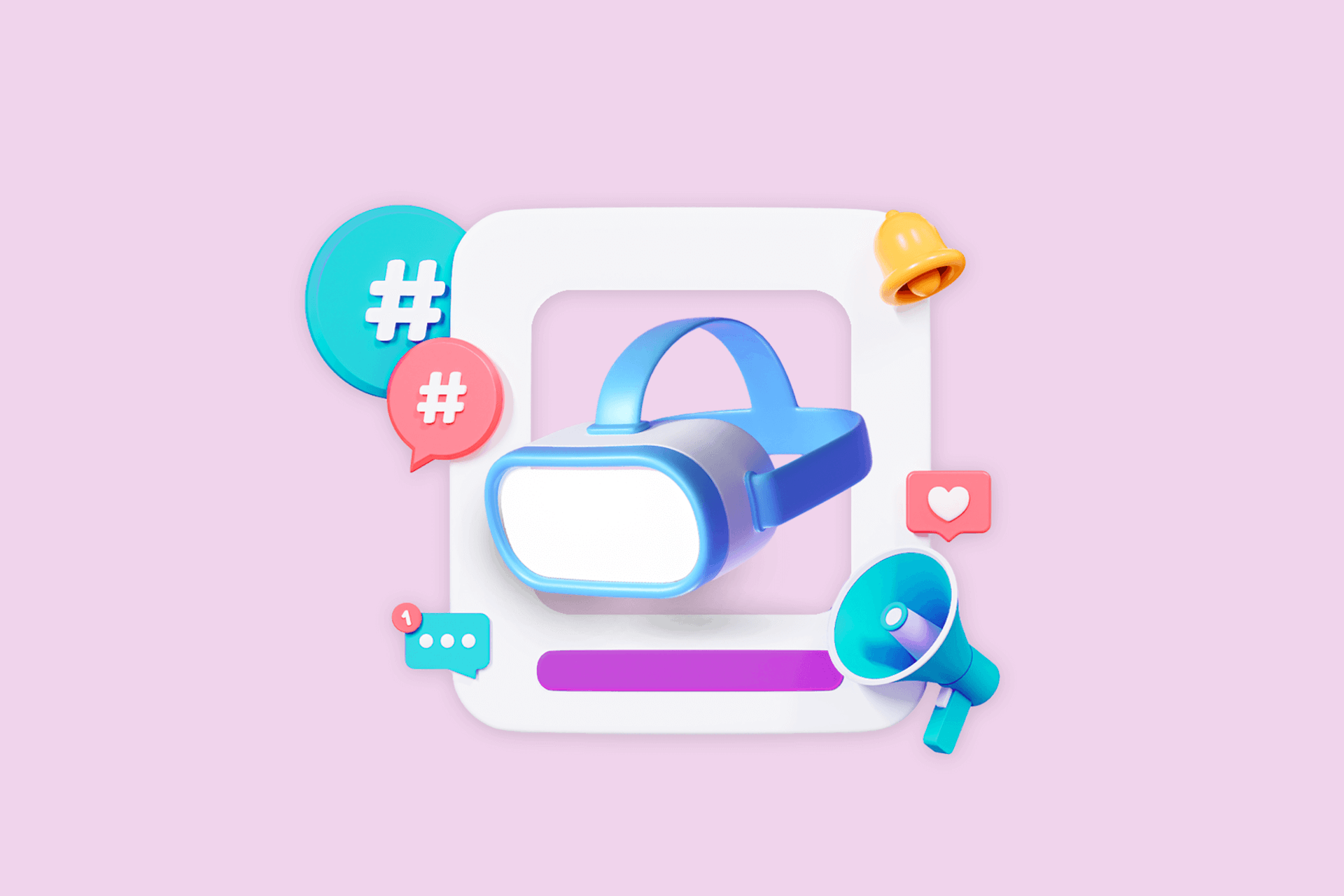 illustration of a Virtual Reality headset surrounded by icons to represent tech influencers
